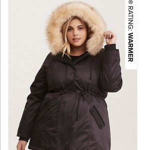 SHERPA LINED FAUX FUR TRIM OUTWEAR ANORAK JACKET